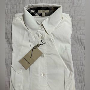 Burberry long sleeve button down shirt- size 8 NWT but with visible stains
